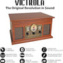 Victrola Nostalgic 6-in-1 Bluetooth Record Player & Multimedia Center with Built-in Speakers - 3-Speed Turntable, CD & Cassette Player, FM Radio | Wireless Music Streaming | Mahogany