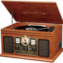 Victrola Nostalgic 6-in-1 Bluetooth Record Player & Multimedia Center with Built-in Speakers - 3-Speed Turntable, CD & Cassette Player, FM Radio | Wireless Music Streaming | Mahogany