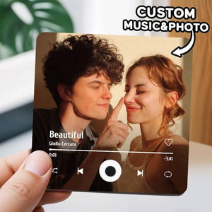 Custom Music Album Fridge Magnet | Personalized Refrigerator Magnet with Built-in Music Player & Photo | Unique Home Decor Gift for Couples Music Lovers