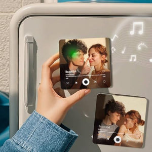 Custom Music Album Fridge Magnet | Personalized Refrigerator Magnet with Built-in Music Player & Photo | Unique Home Decor Gift for Couples Music Lovers