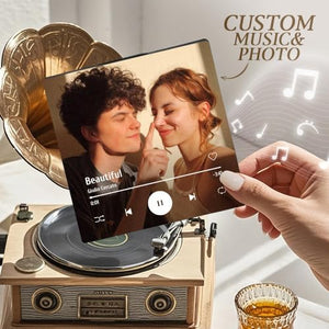 Custom Music Album Fridge Magnet | Personalized Refrigerator Magnet with Built-in Music Player & Photo | Unique Home Decor Gift for Couples Music Lovers