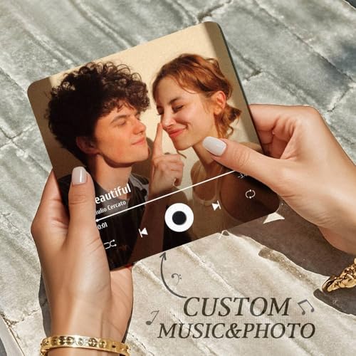 Custom Music Album Fridge Magnet | Personalized Refrigerator Magnet with Built-in Music Player & Photo | Unique Home Decor Gift for Couples Music Lovers